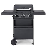 TAINO COMPACT Gasgrill Grillwagen Griller BBQ Edelstahl-Brenner Gas-Grill schwarz Balkon City (3+0, Schwarz)