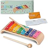 Stoie's 8 Fliesen Regenbogenfarben C-Key Xylofon Klavier Keyboard Spielzeug für Kinder Kleinkinder mit Schlägeln und Notenblatt