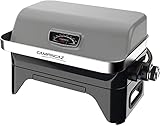 Campingaz Gasgrill Attitude2go CV, raucharmer Tischgrill, tragbarer Balkon-Grill, Camping-Grill, mit Deckel, Thermometer und Gusseisen-Grillrost, Betrieb mit CV Gaskartuschen, Grau