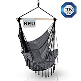 Hängesessel Outdoor & Indoor - TÜV GEPRÜFT - Hängesitz für Kinder & Erwachsene - XXL Hänge Sessel inkl. Befestigungsmaterial - Indoor & Outdoor Schaukelsessel - Schaukel Belastbar bis 150kg