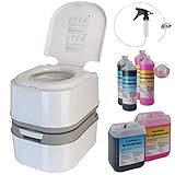 Montafox Campingtoilette 24 Liter - Optional erhältlich: Sanitärflüssigkeiten und Reinigungsspritze - WC