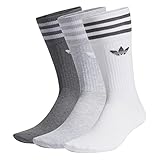 adidas Unisex Solid Crew Socken, Weiß/Hellgrau/Dunkelgrau, 39-42