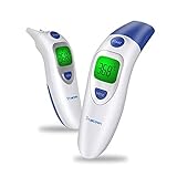 Fieberthermometer Trustown kontaktlos infrarot Stirnthermometer und Ohrthermometer für Babys Erwachsene, digitales 4 in 1 Thermometer mit sofort Ablesung, Fieberalarm, LCD Anzeige, Speicherabruf