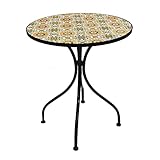 Dekorativer mediteraner Mosaik Tisch Stern Design Mosaiktisch Gartentisch Gartenmöbel Bistrotisch 60 x 70cm