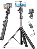 Handy Stativ, Tupwoon Smartphone & iPhone Stativ, 140 cm All-in-One Tragbares Selfie Stick Stativ Hochwertige Aluminium mit Abnehmbarem Fernbedienun Kompatibel mit iPhone 14 Pro/13/12, Samsung & GoPro