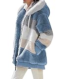 ABINGOO Damen Mantel Kapuzenjacke Winterjacke Mode Warm Hoodie Pullover Jacken Reißverschluss Plüschjacke Fleecejacke Oberteile(Blau,L)