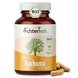 Bio Kurkuma Kapseln hochdosiert (180 Stück) 4800mg Curcuma pro Tagesdosis - ohne Zusätze - vegan - laborgeprüft - direkt vom-Achterhof