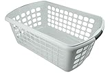 HRB Wäschekorb Plastik (weiß), 50L Wäsche Box Volumen, Wäschesammler mit 59,5 x 39 x 24 cm Außenmaß, Wäsche Sortierer groß, Aufbewahrungskorb