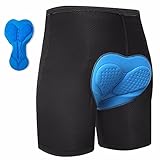 JTWMY Radunterhose Herren Mit Sitzpolster, Fahrradunterhose Damen 5D Gepolster Gel Atmungsaktive Schnelltrocknend Kurz Fahrradhose Radlerhose MTB Hose Radfahren Unterwäsche Für Mountainbike Black-3XL