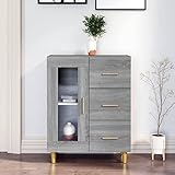 Tidyard Sideboard Kommode Buffets Schrank Beistellschrank Mehrzweckschrank Standschrank Bücherschrank Lagerschrank Holzwerkstoff Grau Sonoma 69,5x34x90 cm