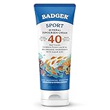 Badger - LSF 40 Clear Zinc Sport Sonnencreme Tube - Ohne Duft - Breites Spektrum Water Resistant Reef Safe Sunscreen, Natural Mineral Sunscreen with Organic Ingredients, 85,8 ml