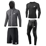 MEETYOO Kompressionsshirt Herren, Leggings Sport Laufhose Funktionsshirt Männer Kompressionshose Funktionswäsche für Running Gym Fitness, Schwarz-langarm, XL