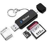 Blukar SD/Micro SD Kartenleser, Highspeed Micro USB OTG Adapter zu USB 3.0 Kartenlesegerät für MACs, Notebooks, Tablets - Unterstützt SDHC, SDXC, Micro SDHC, Micro SDXC, RS-MMC, UHS-I und MMC