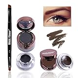 Music Flower Eyeliner & Augenbrauenpuder, Eyeliner Wasserfest Schwarz Braun Wischfestes, Langlebiges Gel Eyeliner Augen make-up mit Pinselspiegel, 0,49 Unzen, 2er Pack