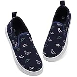 Kinder Hallenschuhe Mädchen Slip-On Canvas Schuhe Jungen Espadrilles Sommer Sneakers Leicht Freizeitschuhe (Dinosaurier Dunkel Blau,34 EU)