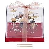 Milisten Mini-Trommel-Set, Miniatur-Instrumentenmodelle, Puppenhaus, Mini-Instrument, Ornament, Heimdekoration, Sammlerstück, Weihnachtsspielzeug, Geschenk