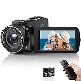 Videokamera Camcorder Full HD 1080P YouTube Camcorder 30FPS IR Nachtsicht Videokamera 3,0'' Drehbarer Bildschirm Vlogging Kamera 16X Zoom Digitalkamera mit Fernbedienung und 2 Batterien