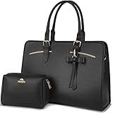 MATEIN Laptop Handtasche Damen, Laptoptasche 15.6 Zoll Arbeitstasche Damen Aktentasche Leder, Shopper Damentasche Groß UmhäNgetasche, Schultertasche Businesstasche für Frauen Büro Reisen - Schwarz