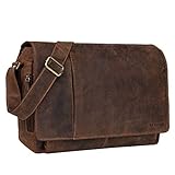 STILORD 'Elias' Ledertasche Herren Umhängetasche Unitasche Laptoptasche 15.6 Zoll Aktentasche Bürotasche Büffel Leder, Farbe:Calais - braun