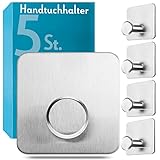 4smile Handtuchhalter ohne Bohren – 5 Stück Edelstahl Haken selbstklebend mit 3M-Klebepads – 100% feuchtraumtauglich, Klebehaken ideal als Handtuchhaken