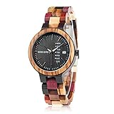 BOBO BIRD Herren Damen Classic Multi Farben Uhren Analog Quarz Holz Armbanduhr aus Naturholz mit Datumanzeige (Damen)