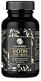 Luondu Biotin hochdosiert 10.000 mcg pro Tablette (365 vegane Tabletten 1 Jahr) Biotin Zink Selen Komplex für Haarwachstum, Haut und Nägel I Ohne Zusätze, Herstellung in Deutschland