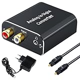 AMANKA Analog zu Digital Audio Konverter mit Optischem Kabel- Analog auf Digital Wandler RCA Cinch + 3.5mm Audio-Klinke zu Toslink/SPDIF Koaxial Audio Adapter für TV DVD Blu-Ray PS3 Xbox -Aluminium