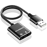 KiWiBiRD USB auf 3,5mm Klinke Adapter, Externe Soundkarte, USB Kopfhörer und Mikrofon Klinkenadapter, Headset Aux USB Adapter Kompatibel mit PS5 PS4, MacBook Air Pro, Raspberry Pi, Windows PC, Mac