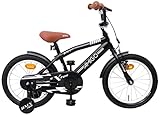 Amigo BMX Fun - Kinderfahrrad für Jungen - 16 Zoll - mit Handbremse, Rücktritt, Lenkerpolster und Stützräder - ab 4-6 Jahre - Schwarz