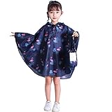 Gaga city Kinder Regenponcho Mädchen, Regencape mit Kapuze Regenmantel für Jungen Unisex Blauer Flamingo/XL