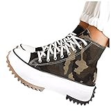 LLDG Damen Canvas Sneakers mode High Top Turnschuhe Flache Freizeit Sportschuhe Sommer Plateau Segeltuchschuhe Lässige Slip on Laufschuhe Outdoor Fitness Wanderschuhe rutschfest Schnürschuhe, 38EU