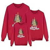 Weihnachtspullover Familie Set Elegant Herren Langarm Strickpullover Weihnacht Sweatshirt Weihnachtspullis Winterpullover Sweatshirt Christmas Pullis Damen Mädchen Junge Kinder