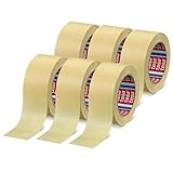 tesa krepp 4323 Basic im 6er Pack - Elastisches Allzweck-Malerband für alle gängigen Malerarbeiten - hellbeige - 6 Rollen je 50 m x 50 mm