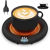 2023 Aufgerüstet Tassenwärmer, EasyAcc Elektrischer Kaffeetassenwärmer [mit Silikon Deckel] Schreibtisch Getränkewärmer 3 Modus bis 75 °C, Auto-Aus, LED-Anzeige Tassenwärmer Für Kaffee Tee Kakao Milch