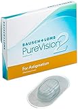 Bausch + Lomb PureVision2 for Astigmatism Monatslinsen, torische Kontaktlinsen, weich, 3 Stück BC 8.9 mm / DIA 14.5 / CYL -1.25 / Achse 180 / -8.5 Dioptrien