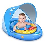 LAYCOL Schwimmring Baby mit UPF50+ Sonnenschutzdach & Spielzeug, Schwimmhilfe Baby für den Pool, Verstellbarer Sicherheitssitz, Kleinkind Pool Schwimmring für 6-36 Monate