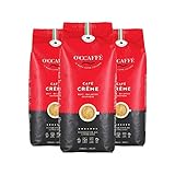 O'CCAFFÈ – Café Crème | 3 x 1 kg ganze Kaffeebohnen | säurearmer, aromatischer Kaffee Crema | extra langsame Trommelröstung aus italienischem Familienbetrieb