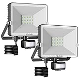 MUSTWIN 30W LED Strahler mit Bewegungsmelder Aussen 3000LM Außenstrahler 6000K Tageslichtweiss Scheinwerfer IP65 Wasserdicht mit 2M Stromkabel, Ideale Aussenleuchte fuer Aussen Garten Garage