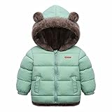 Natashas Baby Kinder Winterjacke Mantel mit Kapuze Jacke Warm Baby Niedlich Plüsch Bärenohren Jungen Mädchen Baumwolljacke（Grün, 104-110）