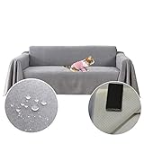 PEXXSUII Sofaüberwürfe Loveseat Abdeckung, Wasserabweisend, Rutschfest, Langlebig, Vollständig, Sofakissen, Stoff, Möbel, Couchschutz für Haustiere Haare Kinder Floppers Hund Katze Kratzer 260 x 180cm