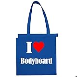 Tasche I Love Bodyboard Größe 38x42 Farbe Grau Druck Schwarz