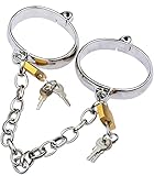 ROLOL Edelstahl Ovale Handschellen für Paare, SM Restraint Fesseln Handcuffs/Fußschellen mit Schloss und Schlüssel,Rollenspiel Kostüm Zubehör für Männer und Frauen -Handschellen (Color : Male)