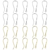 PandaHall Fishhook Ohrhaken, 10 Paar 18 Karat Vergoldeter Französischer Ohrdraht Mit Zirkonia 2 Farben Messing-Ohrringzubehör Für Die DIY-Schmuckherstellung, Golden/Platin, Stift: 1 mm