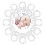 VOARGE 12 Stück Silikonring für Schnullerkette, Baby Silikonring Schnullerhalter für Schnullerketten Transparent Weiche Silikon Baby Dummy Schnuller Clips Halterungen Transparent