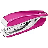 Leitz 55281023 Mini-Heftgerät, 10 Blatt, Metall, Inkl. Heftklammern, WOW) metallic pink