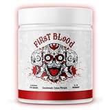 FIRST BLOOD Pre Workout Fitness Booster mit L-Arginin + Citrullin + Beta Alanin + Koffein 370g Einstiegs Booster Eistee Peach Geschmack