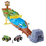 Hot Wheels HGV12 - Monster Trucks Wettkampf-Rennstrecke, Spielset mit den 2 Monster Trucks Bigfoot und Gunkster für spannende Auto-Rennen, Spielzeug für Kinder ab 4 Jahren