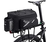 ROCKBROS Fahrrad Gepäckträgertasche Fahrradtasche Hinter Transporttasche Gepäcktasche Wasserdicht Schwarz Faltbare Seitentaschen 9-12L mit Regenschutz