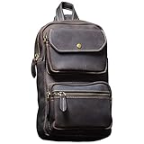 Herren Brusttasche Retro Messenger Bag Casual Umhängetasche Erste Schicht Rindsleder Herrentasche Echtes Leder Tasche (A,One Size)