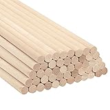 Belle Vous Holzstäbchen zum Basteln Natürlicher Holzstab Rund (50er Pack) 30cm Extra Lange Unbearbeitete Rundholz 10mm Durchmesser Unbehandeltes Holz Makramee Holzstab für DIY, Holzarbeit, Dekoration